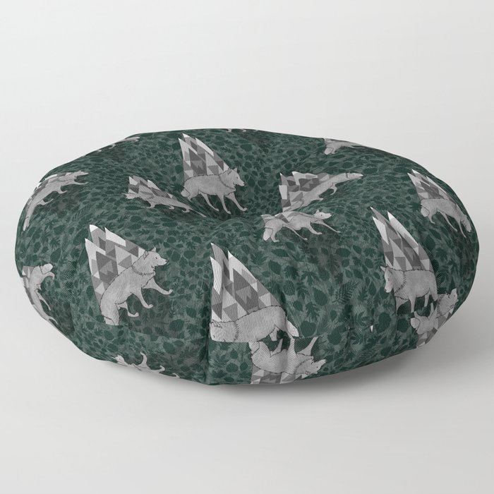 Gray Wolf in the Mountains  Floor Pillow