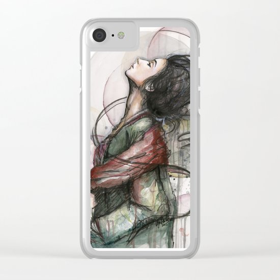 Beauty Illustration Beautiful Woman Feminine Portrait Clear iPhone Case