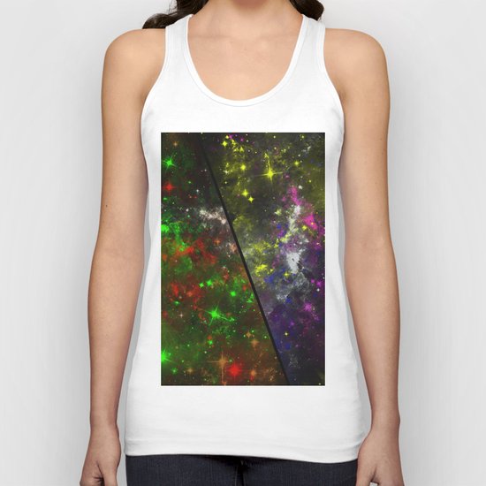 Parallel Universe - Split 'space' artwork showing 2 opposing galaxies Unisex Tank Top