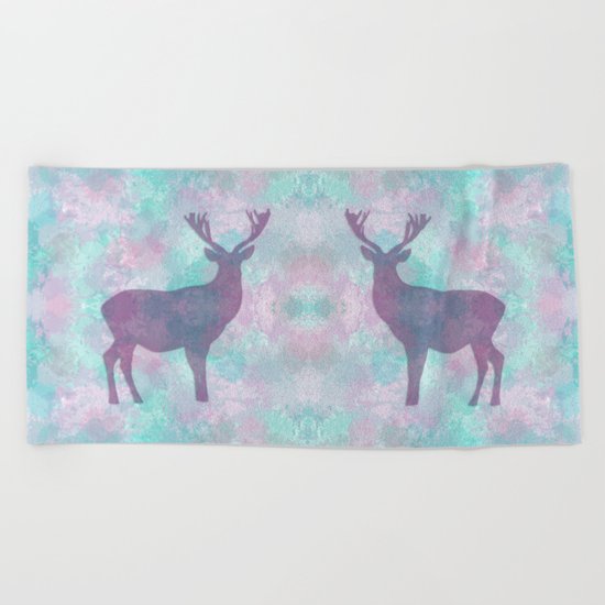 Deer Silhouette Beach Towel