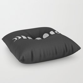 Single Moon Phases ( Black & White ) Floor Pillow