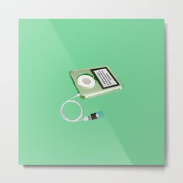 charge the pod Metal Print | Graphicdesign, Green, Music, Energy, Pun, Funny, Fresh, Modern, Minty, Collage 