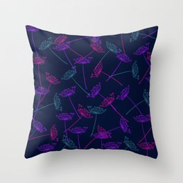 Dandelions in the Wind - Navy Throw Pillow