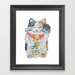 Watercolor Maneki Neko / Lucky Cat Framed Art Print