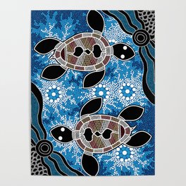 Authentic Aboriginal Art - Sea Turtles Poster