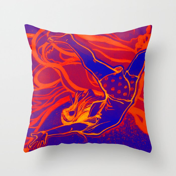 For Funsies in blue and orange Throw Pillow