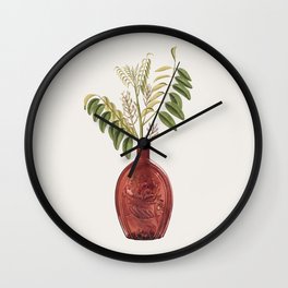 Flowers plant in a vintage glass vase Wall Clock