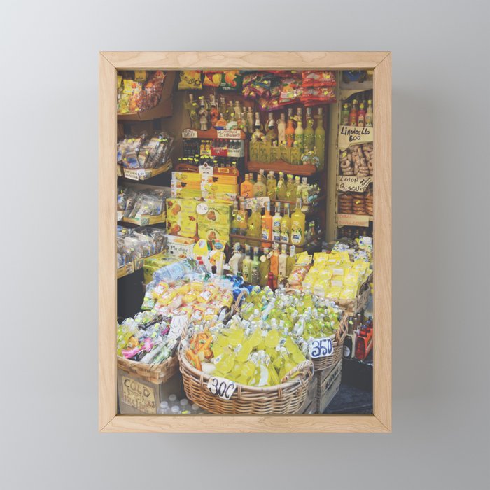 Limoncello market | Italian lemon liqueur store in Sorrento Peninsula Framed Mini Art Print