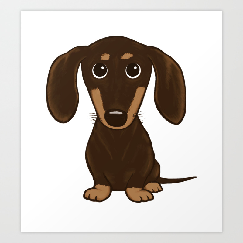 Chocolate Dachshund Cute Cartoon Wiener Dog Art Print By Mylifeisacartoon Society6