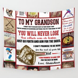 Baseball to my grandson, you will never lose, love grandma- Grandmother and Grandson Baseball Lover Wall Tapestry | Lovers, Battinghelmet, Hobbies, Shirt, Lovewithheart, Bat, Court, Loveheart, Battle, Bats 