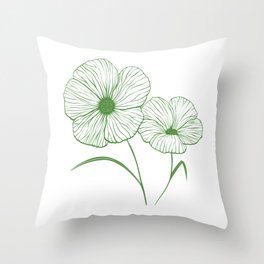 Flowers in Green Throw Pillow