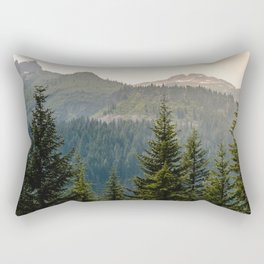 Mount Rainier Summer Adventure II - Pacific Northwest Mountain Landscape Rectangular Pillow