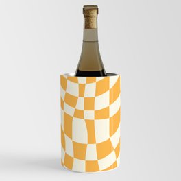Checkers wavy flag in yellow Wine Chiller