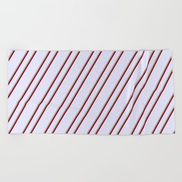 [ Thumbnail: Lavender, Dark Grey, and Dark Red Colored Lines Pattern Beach Towel ]