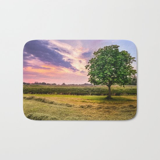 Green Tree and Sunset Sky Bath Mat