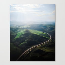 Green Hills in Italian Landscape with Road Canvas Print