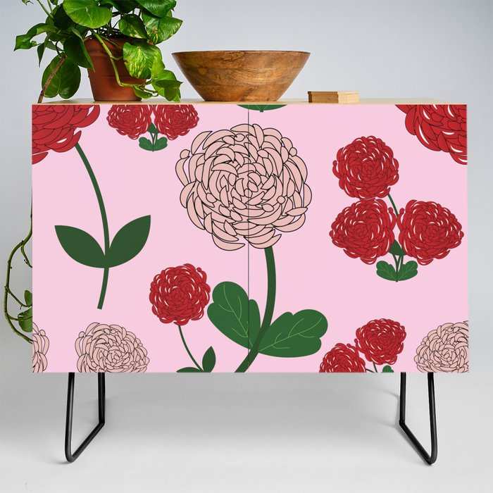 Red Flowers Credenza