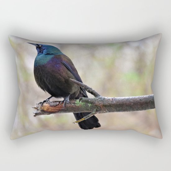 Yonder (Common Grackle) Rectangular Pillow