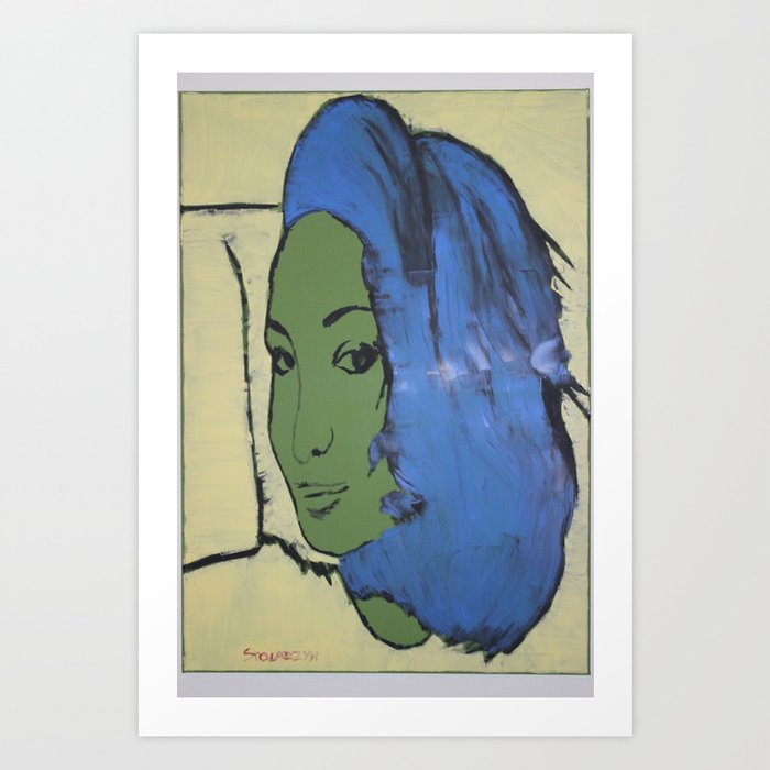 Dariusz Stolarzyn Women With Green Face Oil Painting Art Print By