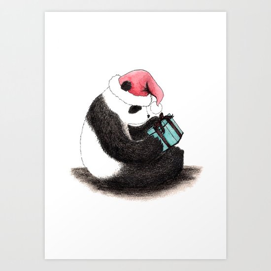 Christmas Panda Art Print