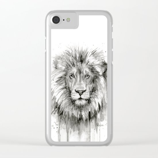 Lion Watercolor Animal Clear iPhone Case