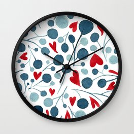 Watercolor leaves hearts composition   Wall Clock