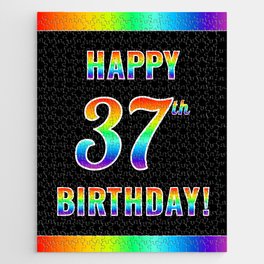 [ Thumbnail: Fun, Colorful, Rainbow Spectrum “HAPPY 37th BIRTHDAY!” Jigsaw Puzzle ]