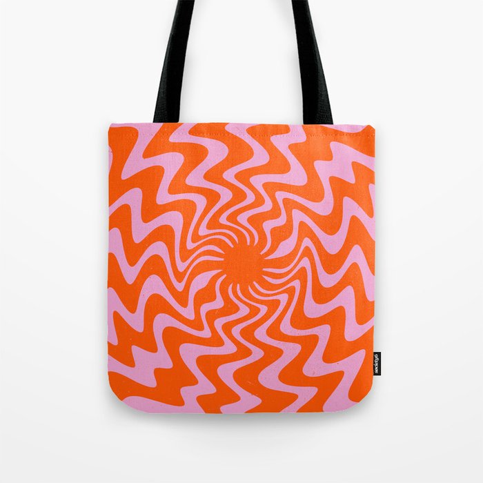 70s Retro Pink Orange Abstract Tote Bag