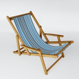 [ Thumbnail: Dim Gray and Light Sky Blue Colored Striped/Lined Pattern Sling Chair ]