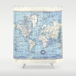 A Really Nice Map Shower Curtain | Purple, Graphicdesign, Worldmap, Blueandwhite, Bluemap, Vintagemap, Atlas, Nicemap, Compassrose 