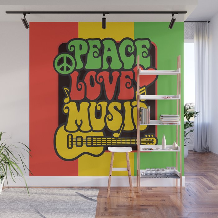 Rasta Peace Love Music Wall Mural By Lisann Society6