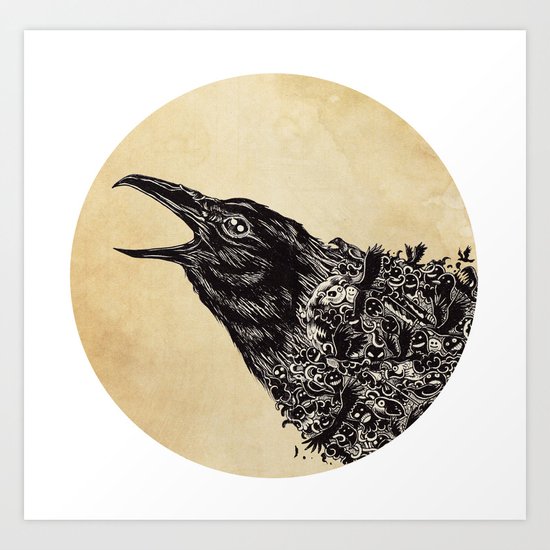 CROW-ded Art Print