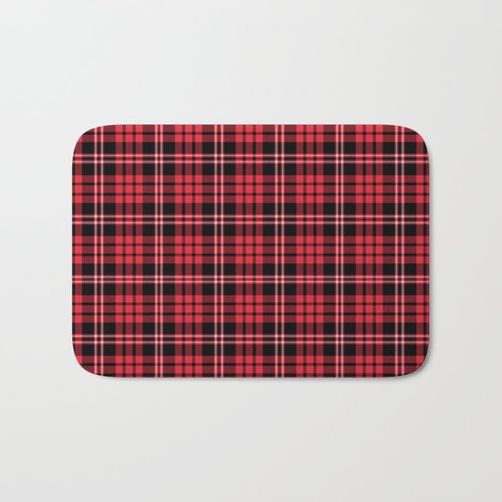 Red & Black Tartan Plaid Pattern Bath Mat