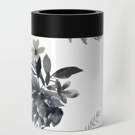 Black & White Watercolor Peonies Can Cooler