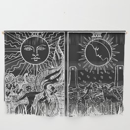 The Sun and Moon Tarot Cards | Obsidian & Pearl Wall Hanging
