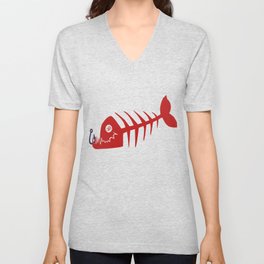 Pirate Bad Fish red- pezcado V Neck T Shirt