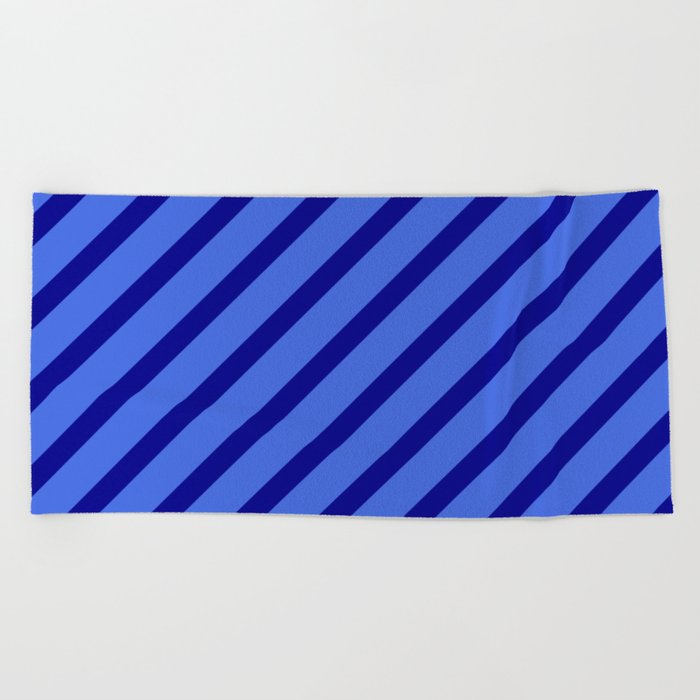 Royal Blue & Dark Blue Colored Stripes Pattern Beach Towel