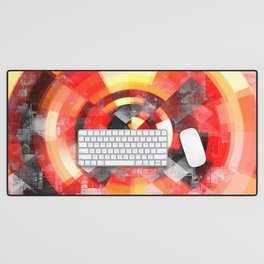 graphic design geometric circle pattern abstract background in red brown yellow Desk Mat