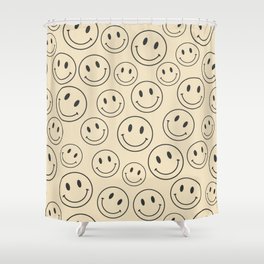 Smiley - Black and Cream Shower Curtain
