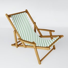 [ Thumbnail: Dark Sea Green & Mint Cream Colored Striped/Lined Pattern Sling Chair ]