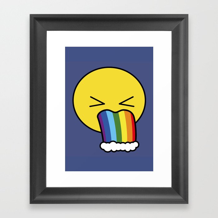 Puke Rainbow - Emoji Framed Art Print