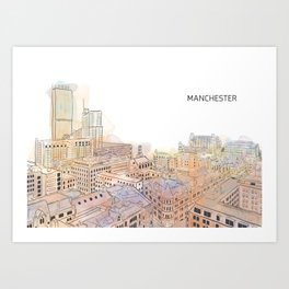 Manchester City Centre Watercolour Art Print