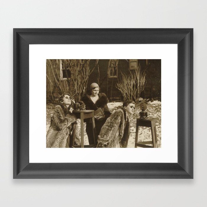 Vintage Black & White Photo of Three Ladies Framed Art Print