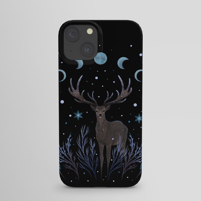 Deer in Winter Night Forest iPhone Case
