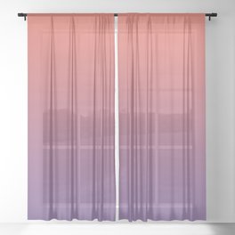 Pantone Living Coral & Chive Blossom Purple Gradient Ombre Blend, Soft Horizontal Line Sheer Curtain