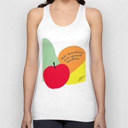 All of Us (All bodies are good bodies, drawing of fruit) (white background)  Unisex Tank Top