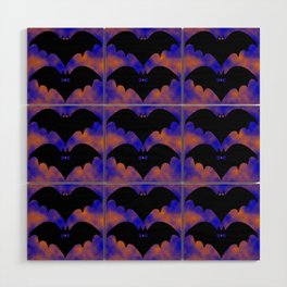 Bats And Bows Blue Orange Wood Wall Art