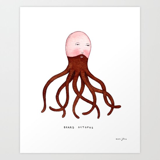 Beard Octopus Art Print