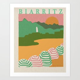 Biarritz Vintage Travel Poster Art Print