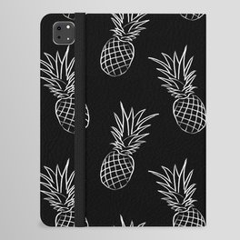 Pineapple Line Art Pattern (white/black) iPad Folio Case